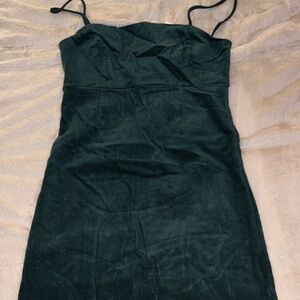 Green corduroy mini dress